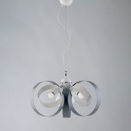[BL114-3-BG] Lampadario a sospensione in ferro tre luci Bianco Grigio 44x h26 cm
