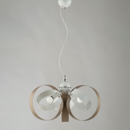 [BL114-3-BT] Lampadario a sospensione in ferro tre luci Bianco Tortora 44x h26 cm