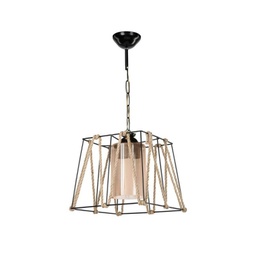 [EFFEZ95883] Lampadario a sospensione in metallo Nero e Corda 25x h55 cm EFFEZ