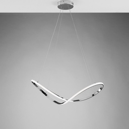 [BL239-SCR] Lampadario a sospensione in metallo e alluminio Cromo Lucido LED Integrato 70x29 h150 cm