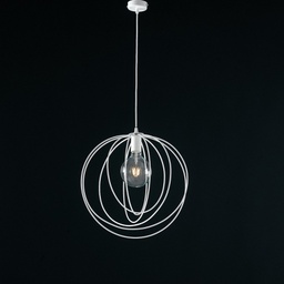 [BL131-BCO] Lampadario a sospensione moderno in ferro Bianco una luce 42x h45 cm