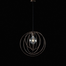 [BL131-NR] Lampadario a sospensione moderno in ferro Nero decorazione Rame una luce 42x h45 cm