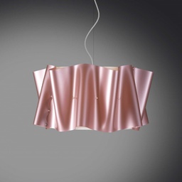 [FOLIO/S3/60/PKM] Lampadario a sospensione tre luci FOLIO paralume Rosa diametro 60x h32 cm