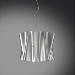 [FOLIO/S3/60/SVR] Lampadario a sospensione tre luci FOLIO paralume in Polilux Argento diametro 60x h32 cm