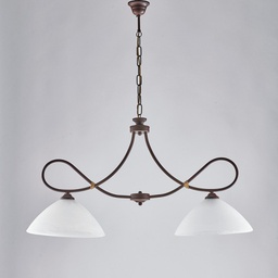[BL217-S2-RG] Lampadario arte povera in ferro Nero ruggine due luci 92x h50 cm