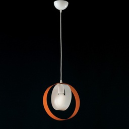 [BL114-1-BAR] Lampadario cameretta sospensione in ferro Bianco Arancio una luce 25x h27 cm