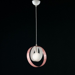 [BL114-1-BR] Lampadario cameretta sospensione in ferro Bianco Rosa una luce 25x h27 cm