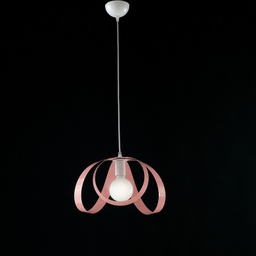 [BL129-1-BR] Lampadario cameretta sospensione in ferro Bianco Rosa una luce 32x h24 cm