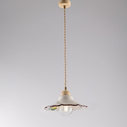 [BL261-S1-AV] Lampadario cavo in tessuto Marrone Decape una luce paralume in Ceramica 30x h15 cm