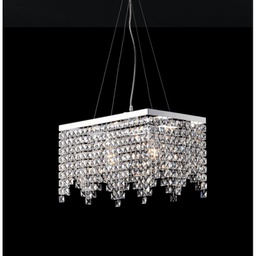 [BL31-2-CR] Lampadario chic e ferro Cromato due luci strass quadrati 48x30x h28 cm