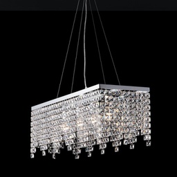 [BL31-4-CR] Lampadario chic e ferro Cromato quattro luci strass quadrati 71x30x h28 cm