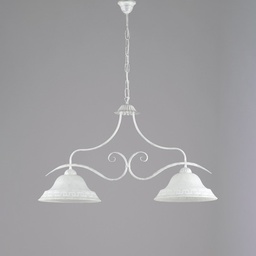 [BL173-2-BA] Lampadario classico ferro Bianco Argento due luci 85x h51 cm