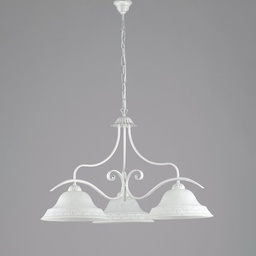 [BL173-3-BA] Lampadario classico in ferro Bianco Argento vetri Bianchi tre luci 30x h53 cm