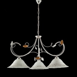 [BL175-3-BO] Lampadario cucina ferro Bianco Oro tre luci Bianco 79x h54 cm