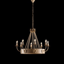 [BL228-8-AV] Lampadario ferro Avorio Decape rifinitura Oro impero otto luci 76x h57 cm