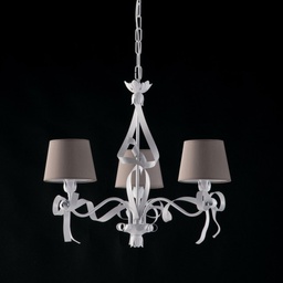 [BL184-3-BCO] Lampadario ferro laccato bianco con decorazione shabby 3 luci