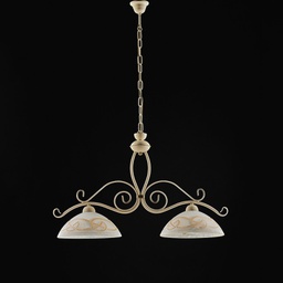 [BL225-2-AV] Lampadario in ferro Avorio Decape rifinitura Oro due luci 81x h50 cm