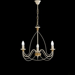 [BL105-3-AV] Lampadario in ferro Avorio Decape rifinitura Oro tre luci 49x h43 cm
