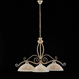[BL225-3-AV] Lampadario in ferro Avorio Decape rifinitura Oro tre luci 71x h56 cm