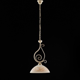 [BL225-1-AV] Lampadario in ferro Avorio Decape rifinitura Oro una luce 30x h51 cm