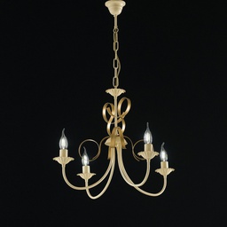 [BL139-4-AV] Lampadario in ferro Avorio decape Oro quattro luci 61x h47 cm