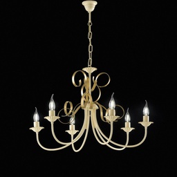 [BL139-6-AV] Lampadario in ferro Avorio decape Oro sei luci 73x h50 cm
