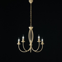 [BL147-5-AV] Lampadario in ferro Avorio decape cinque luci 55x h53 cm