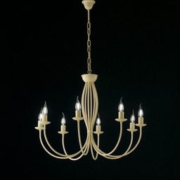 [BL147-8-AV] Lampadario in ferro Avorio decape otto luci 74x h60 cm