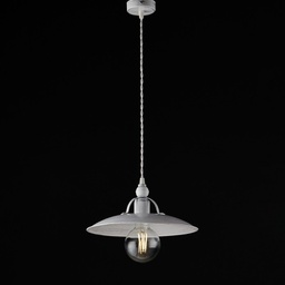 [BL234-1-BA] Lampadario in ferro Bianco Argento industrial minimal 30x h14 cm