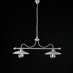 [BL234-2-BA] Lampadario in ferro Bianco Argento industrial minimal 87x h36 cm