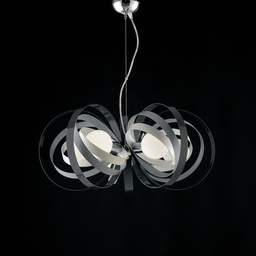 [BL151-5-BG] Lampadario in ferro Bianco Grigio cinque luci rifiniture Cromo 62x h30 cm