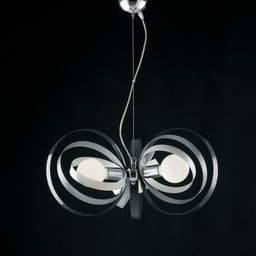 [BL151-3-BG] Lampadario in ferro Bianco Grigio tre luci rifiniture Cromo 58x h30 cm