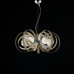 [BL151-5-BT] Lampadario in ferro Bianco Tortora cinque luci rifiniture Cromo 62x h30 cm