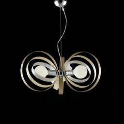 [BL151-3-BT] Lampadario in ferro Bianco Tortora tre luci rifiniture Cromo 58x h30 cm