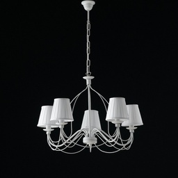 [BL105-5-BCO-PAR] Lampadario in ferro Bianco shabby cinque luci paralumi bianchi 69x h45 cm