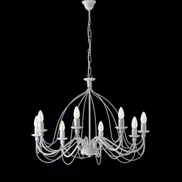 [BL105-8-BCO] Lampadario in ferro Bianco shabby otto luci 75x h49 cm