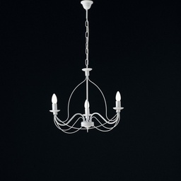 [BL105-3-BCO] Lampadario in ferro Bianco shabby tre luci 49x h43 cm