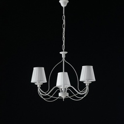 [BL105-3-BCO-PAR] Lampadario in ferro Bianco shabby tre luci paralumi bianchi 53x h43 cm