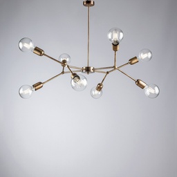 [BL254-PL8-BRZ] Lampadario in ferro Bronzato Spazzolato otto luci 79x h66 cm industrial