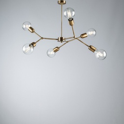 [BL254-PL6-BRZ] Lampadario in ferro Bronzato Spazzolato sei luci 71x h64 cm