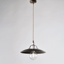 [BL234-1-BR] Lampadario in ferro Marrone Oro industrial Bianco una luce 30x h14 cm
