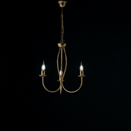 [BL147-3-BR] Lampadario in ferro Marrone Oro tre luci 45x h50 cm