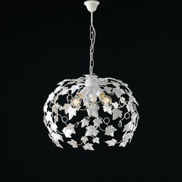 [BL50-3-BCO] Lampadario in ferro shabby Bianco strass tre luci 50x h45 cm edera