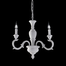 [BL172-3-BCO] Lampadario in legno Bianco Shabby tre luci 43x h50 cm