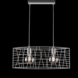 [BL168-2-BA] Lampadario industrial a sospensione in ferro Bianco Argento 61x h25 cm