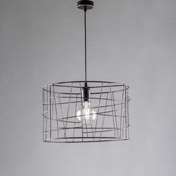 [BL168-1-NR] Lampadario industrial a sospensione in ferro Nero Rame una luce 41x h29 cm