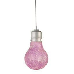 [ELETTRA/S RO] Lampadario lampadina vetro struttura argento vetro rosa cameretta