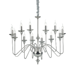 [8021696073132] Lampadario moderno a sospensione 12 luci nikel D 86 x H 74 cm