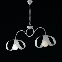 [BL128-2-BCO] Lampadario moderno a sospensione in ferro Bianco due luci 82x h35 cm