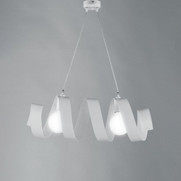 [BL141-2-BCO] Lampadario moderno a sospensione in ferro due luci Bianco 54x h20 cm